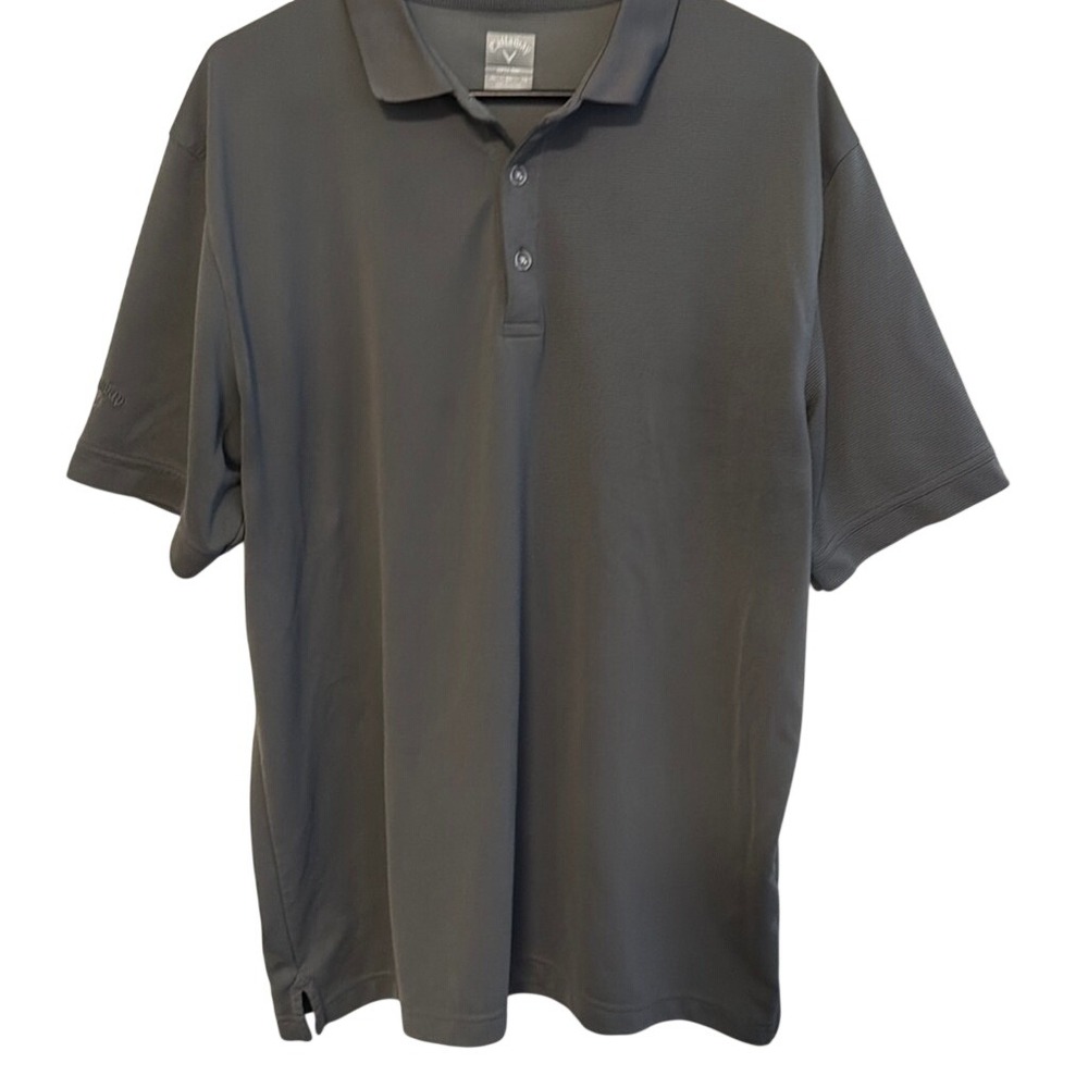 Callaway Opti-Dri Men Golf Polo Shirt Charcoal Gray Short Sleeve XL Micro Stripe